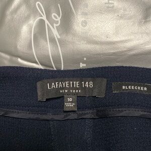 Dark blue wool pants with ankle side split